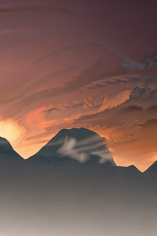 AI generated art representing "mont blanc at golden hour, mountains around, cloudy sky, stunning."