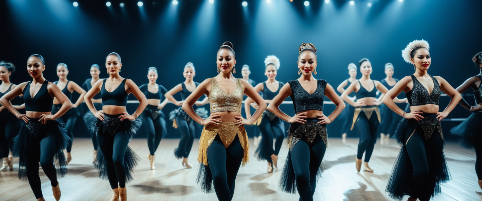 Diverse group of people dancing in a studio