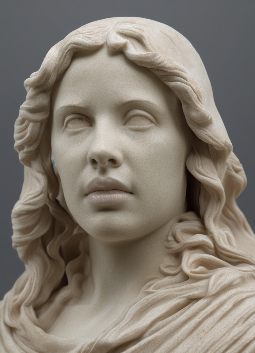 3d for sculpture reference. Face only, realistic, HD color photograph