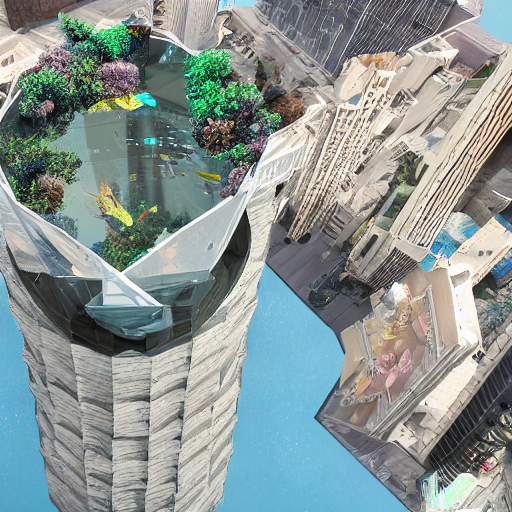 Stable Diffusion prompt: aerial view of a giant fish tank - PromptHero