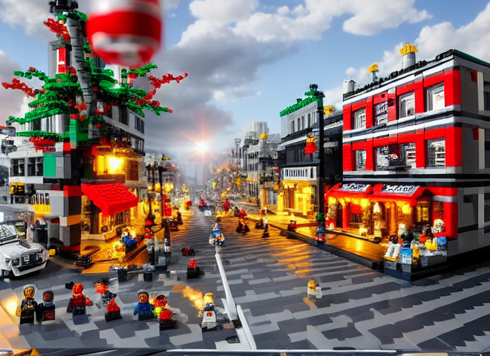 A street scene made out of Lego 