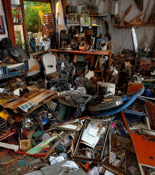 messy living room junkyard