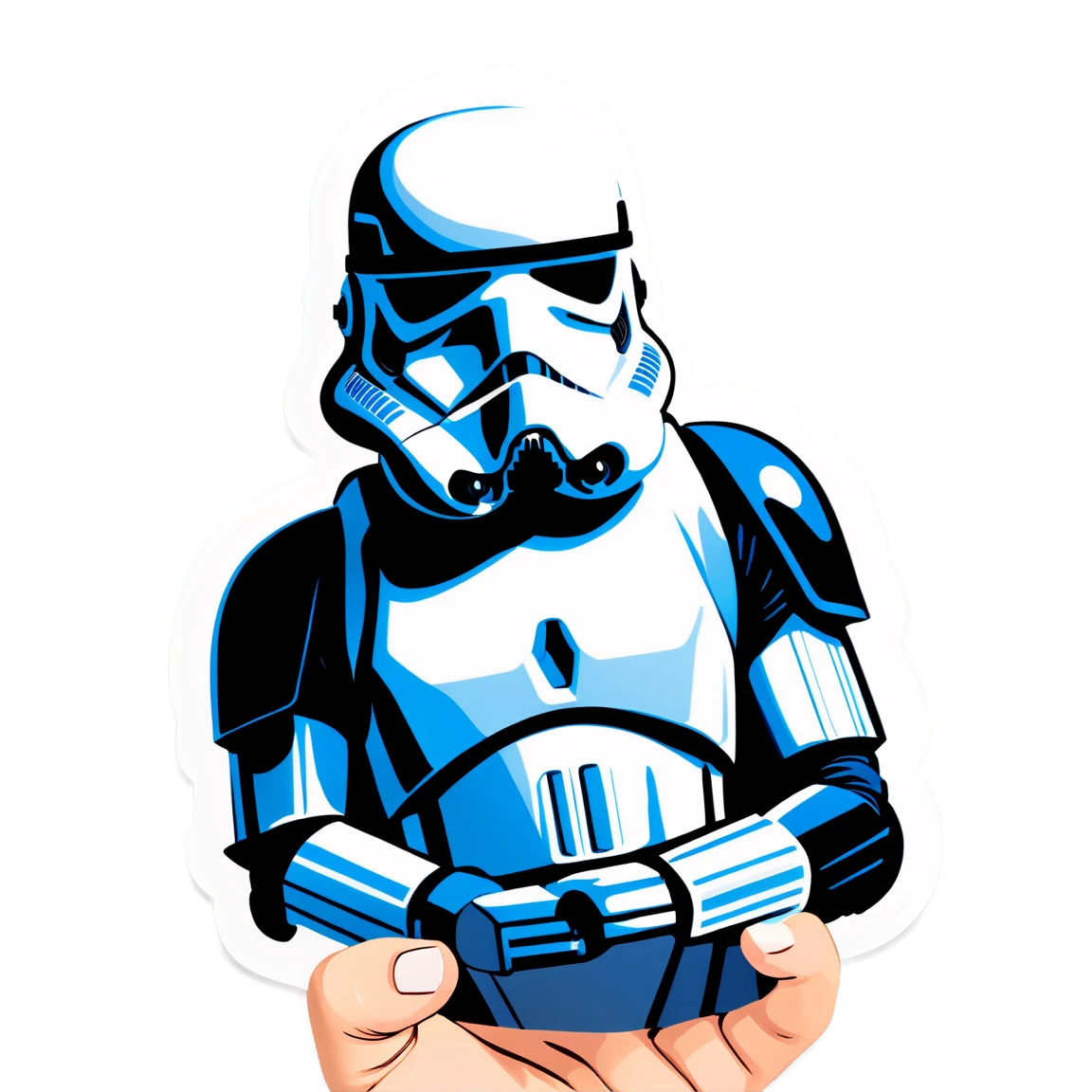 wearing a Stormtrooper armor star-wars stickers