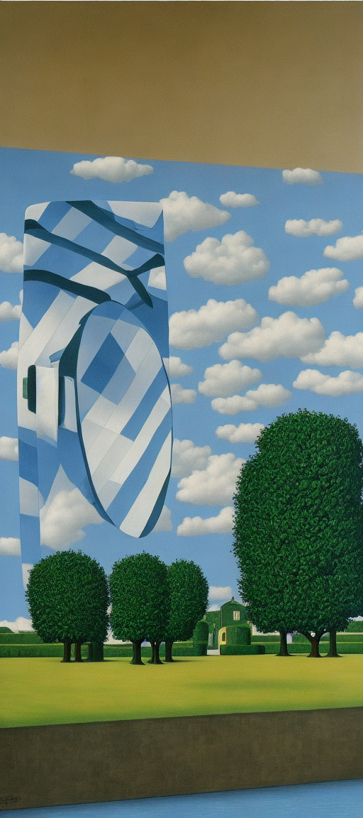 in style of Magritte 