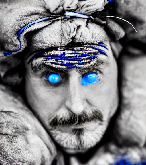 Blue eyes, blue lips man, Caucasian middle aged man, photo 4K