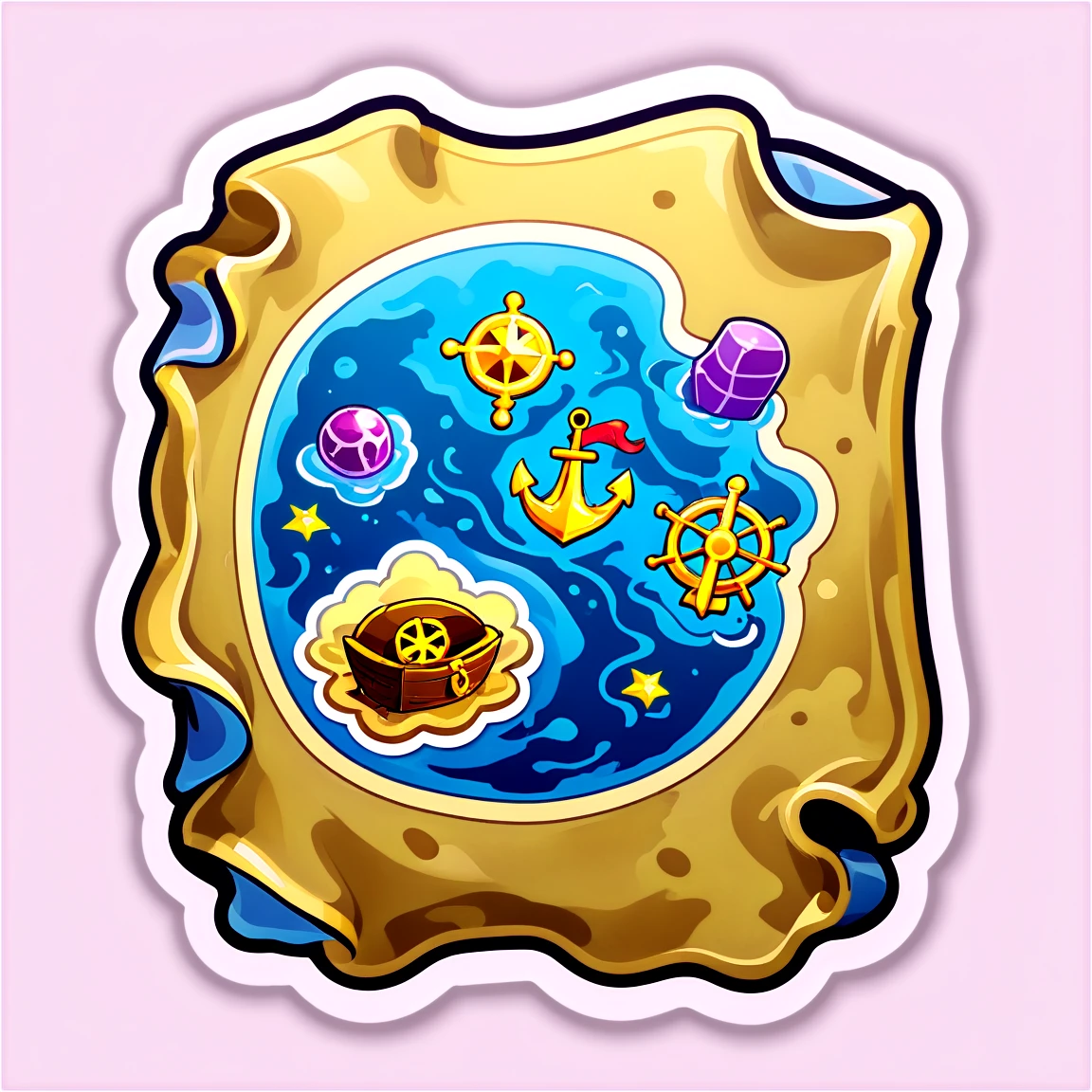 with a treasure map one-piece stickers