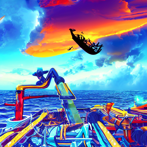 Stable Diffusion prompt: Landscape, Flying pirate ship, - PromptHero