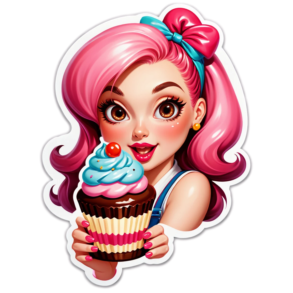 Adesivo de mini cake donuts pinup-girl stickers