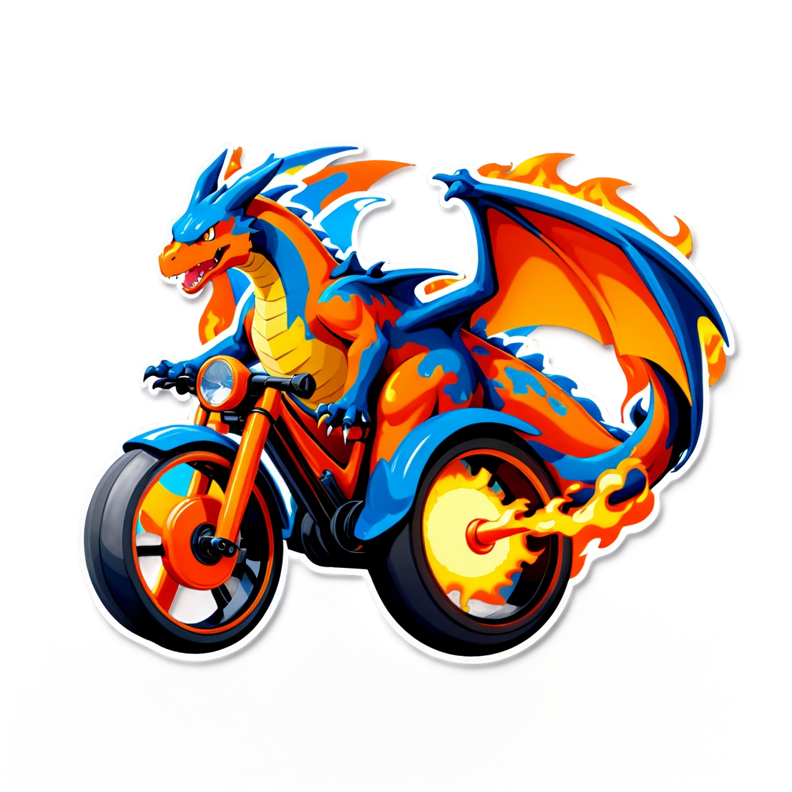 bike with flames charizard stickers