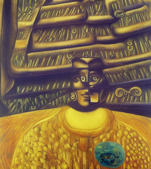 by Rene Magritte surrealist by Rembrandt by Picasso by Frida Kahlo by Gustav Klimt by Salvador Dali by da Vinci by Vince