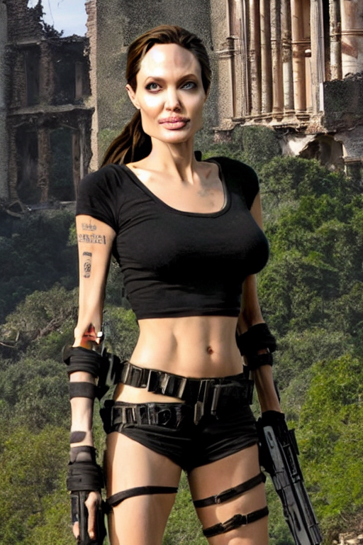 Stable Diffusion prompt: angelina jolie dressed as lara - PromptHero