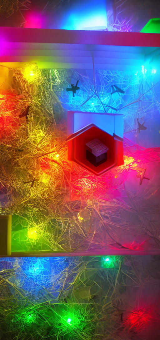 Colorful cube in corner with a lot of keys at night on a tree, 4k hd 4k hd 8k hd gta 5
