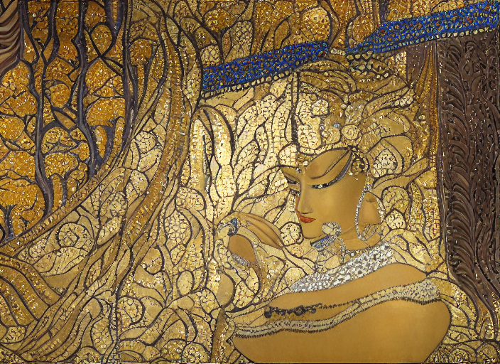 Mandalay burmese sculpture and dental aesthetic veneer
 by Georgia O'Keeffe by Gustav Klimt