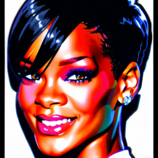 Rihanna sticker, Rihanna short hair, Rihanna face