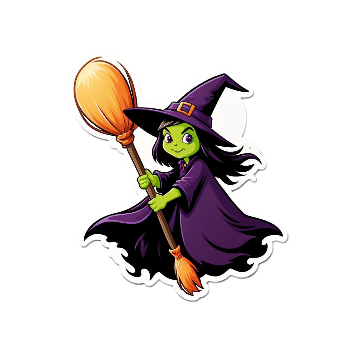 with a witch broom halloween stickers