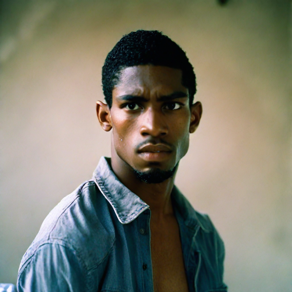 front shot, photo of Black hispanic male, skinny, approximately 5’8”, 24 years, gangster  looks at viewer, cinematic
