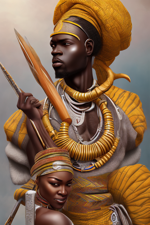 Openjourney prompt: Photo of a Yoruba king and queen - PromptHero