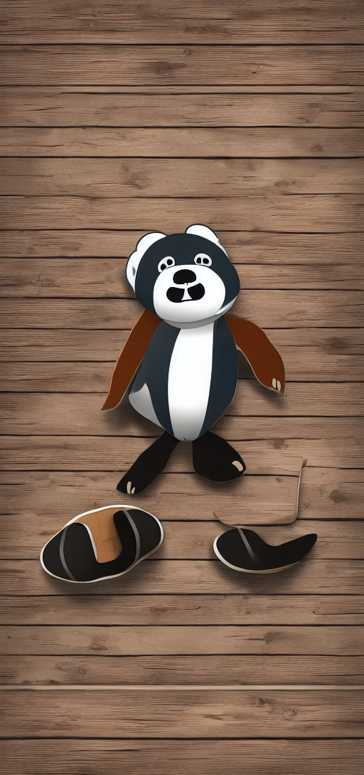 Bear panda with shoe in cartoon world