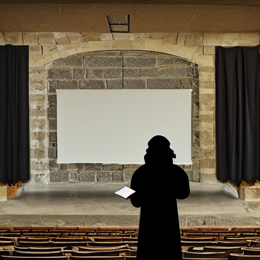 a ghost teaching literature in an old stone university lecture hall