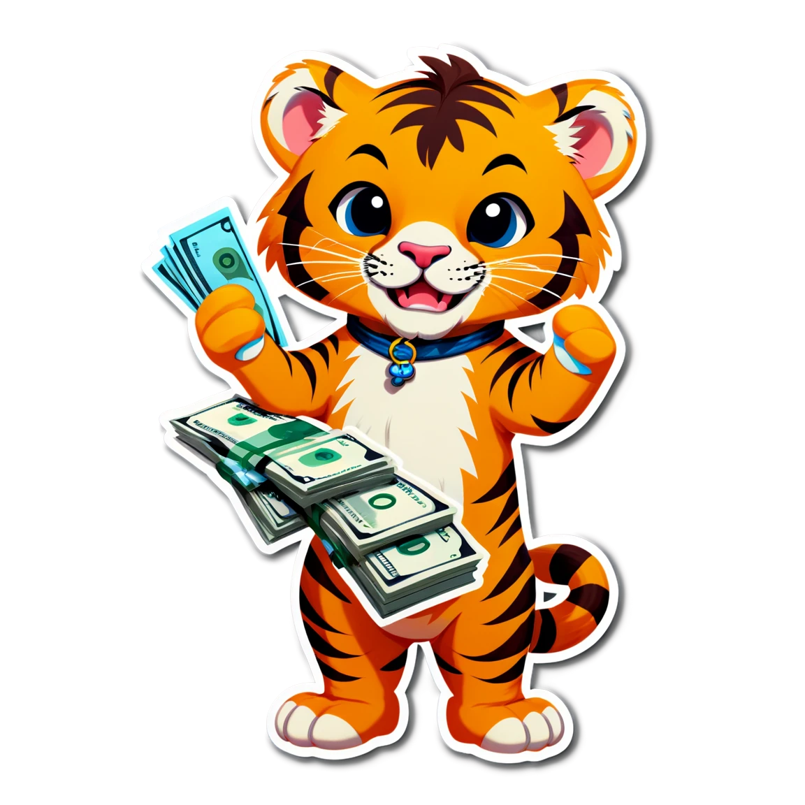 little tiger, with money in your paws meme stickers