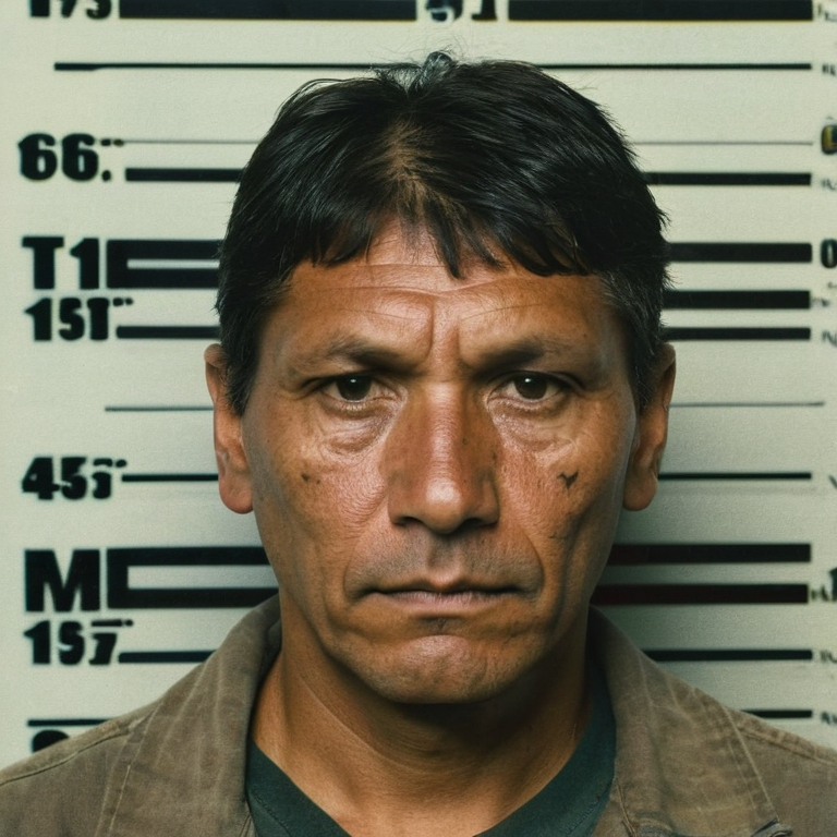 front shot, mugshot photo of a native american, short hair 40, man  looks at viewer, cinematic shot