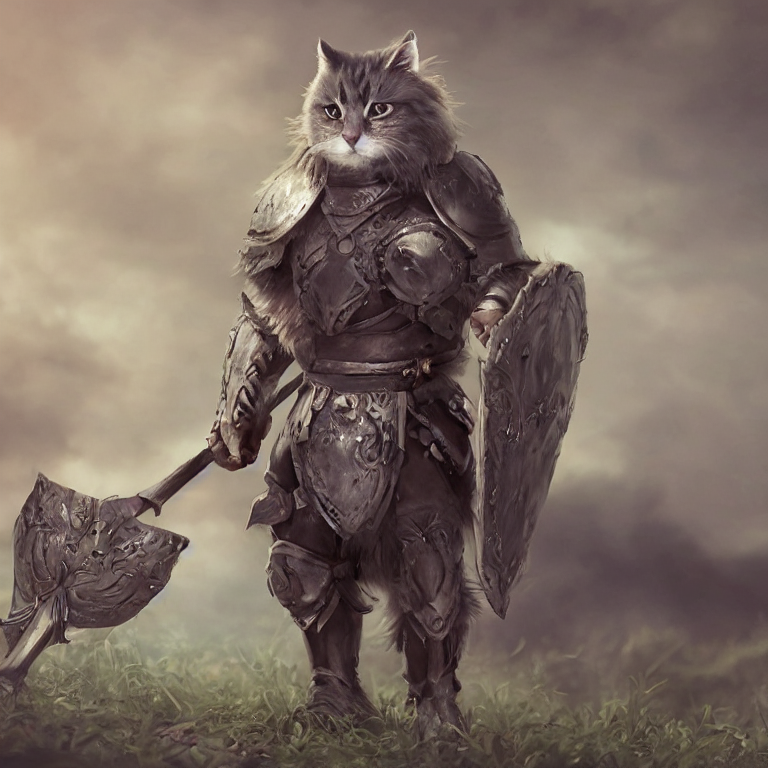 Stable Diffusion prompt: super cute fluffy cat warrior in - PromptHero