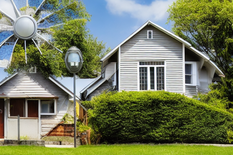 A person standing in front of a house on a sunny day