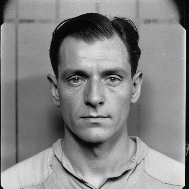 front shot, mugshot photo of a british gentleman, 30s, blonde, cleanshaven  looks at viewer, cinematic shot