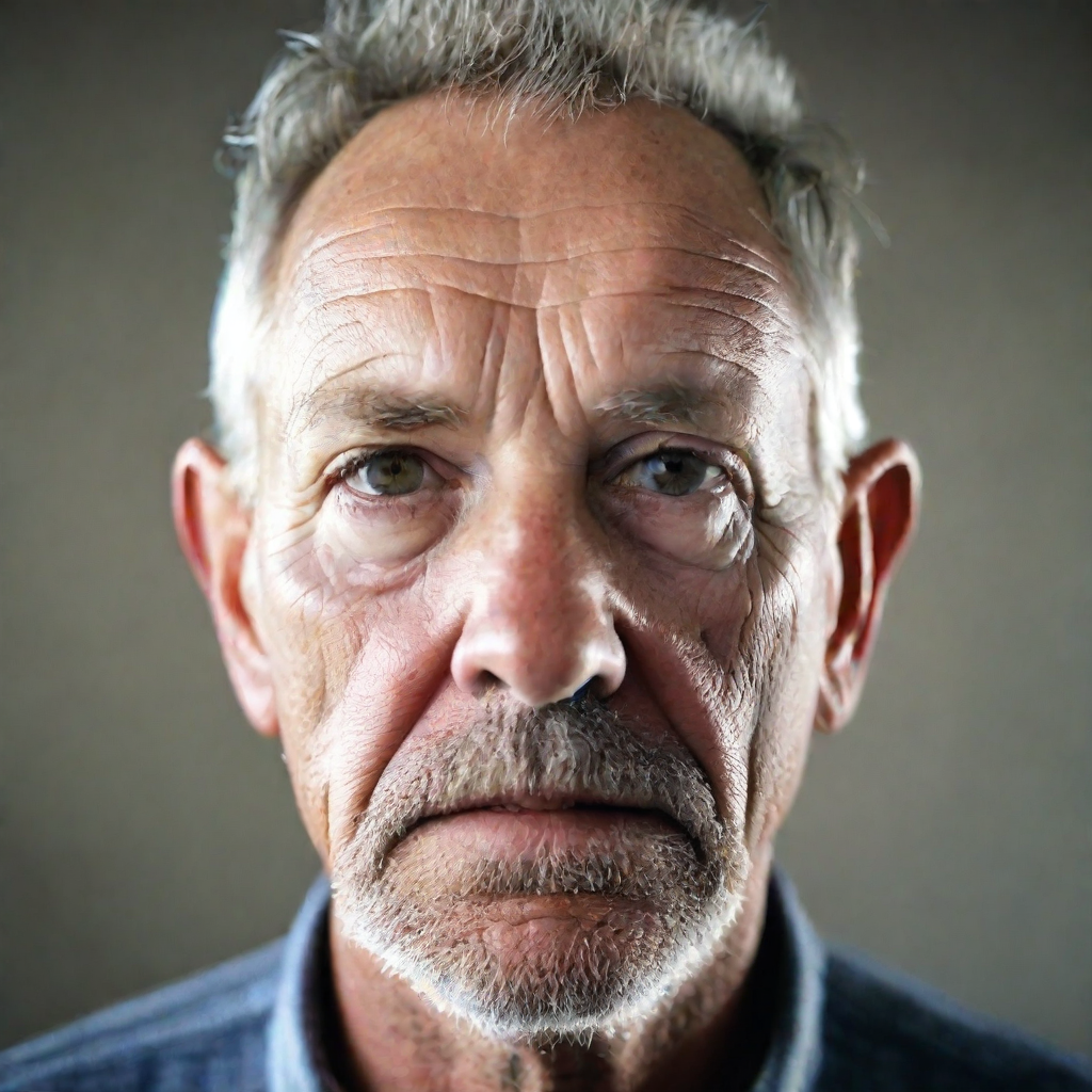 front shot, photo of White male approx 55 years old no glasses  looks at viewer, cinematic shot