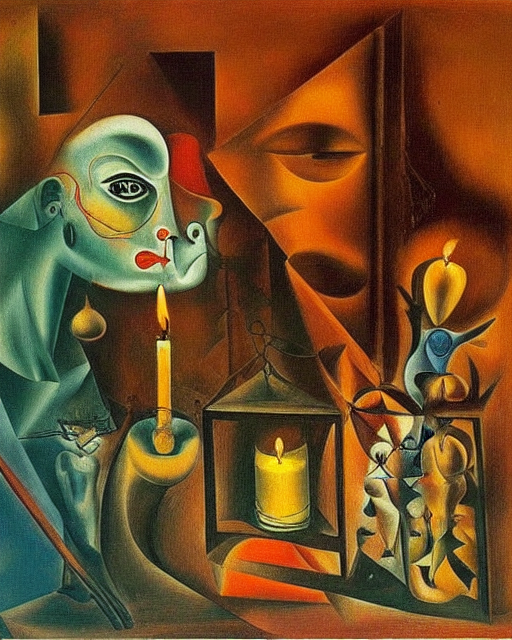 Boy with candle by Picasso by Frida Kahlo by Salvador Dali by da Vinci