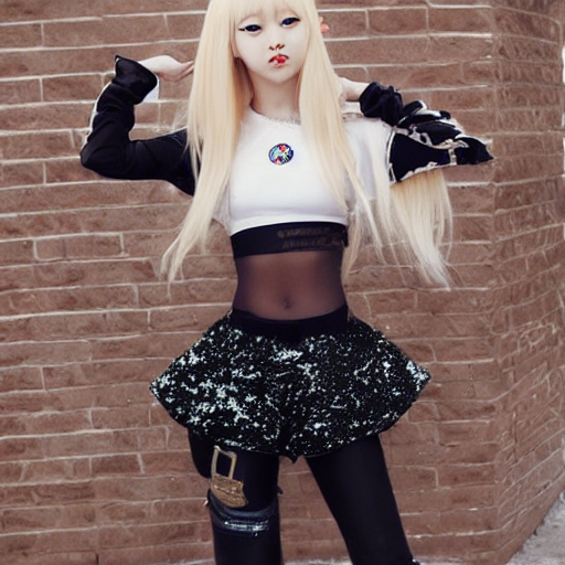 Stable Diffusion prompt: bleached blonde k-pop girl with - PromptHero
