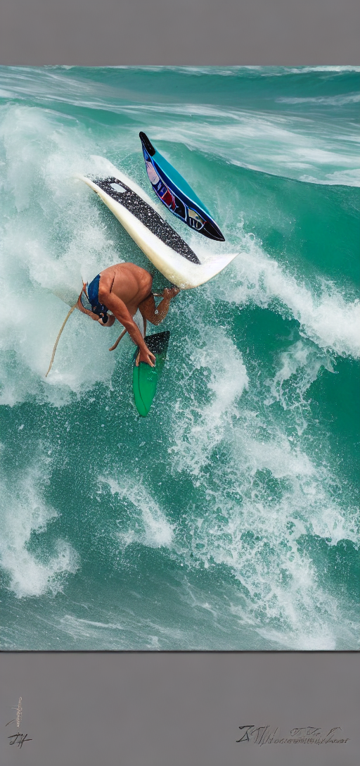 Crazy dude surfing, surf art