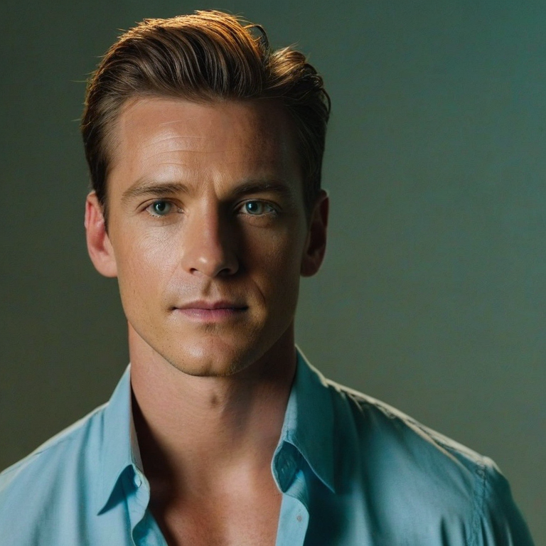 front shot, actor photo of a Lighting bright photo shoot  looks at viewer, cinematic shot