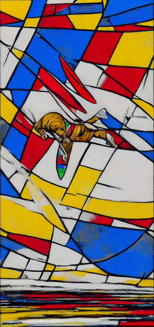 Crazy dude surfing, Mondrian