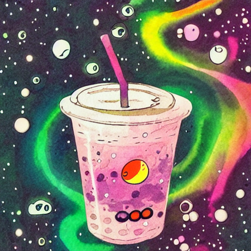 Stable Diffusion prompt: boba bubble tea floating in - PromptHero