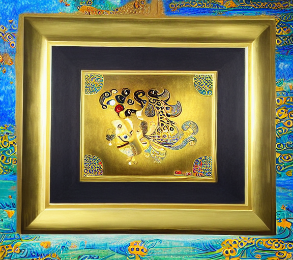 Tanjori style painting with 24k gold of sacred peacock by Gustav Klimt by da Vinci by Frida Kahlo