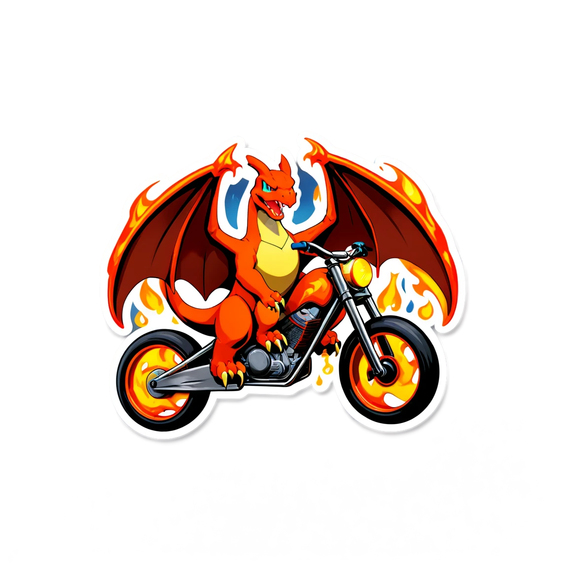 bike with flames charizard stickers