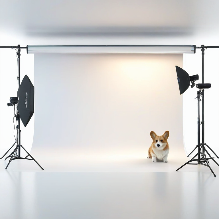 white background, front shot studio 3D render of corgi, cinematic shot