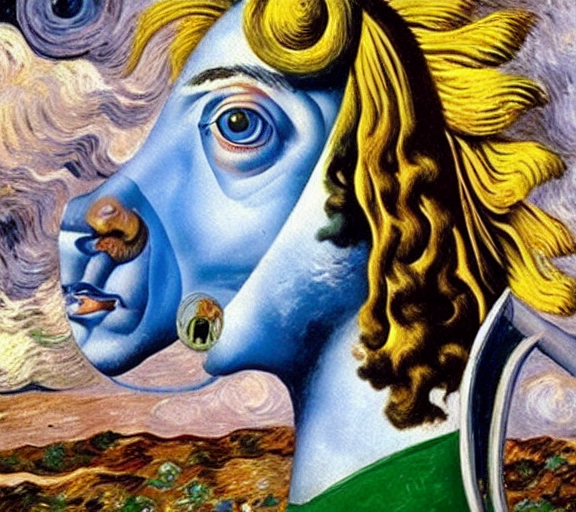 hobbyhorse collaboration by Salvador Dali by Vincent van Gogh by Rene Magritte surrealist