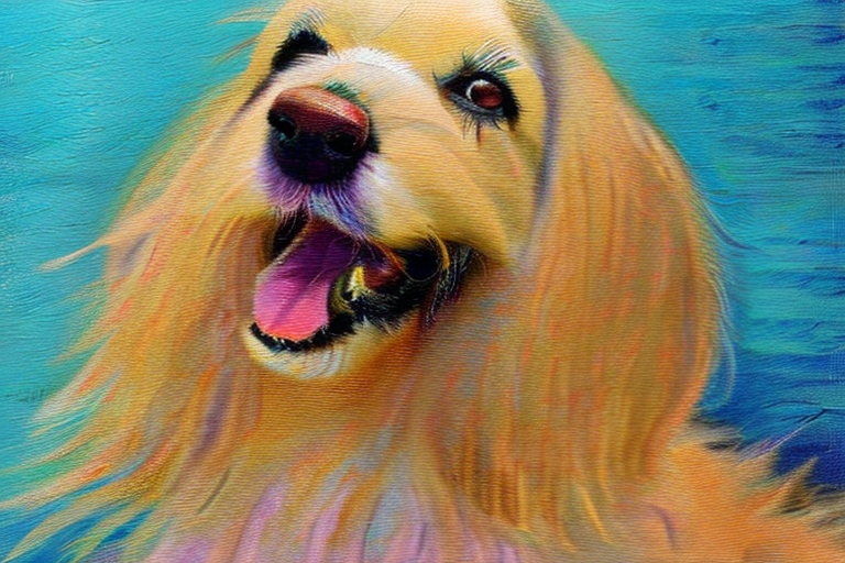 AI generated art representing "An incredibly fluffy dog with very long ears"