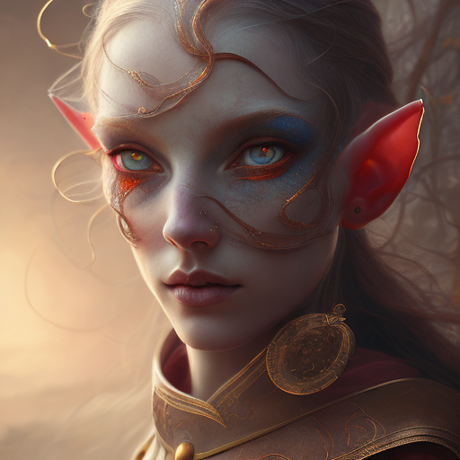 Openjourney prompt: elf, red eyes, portrait, elden ring, - PromptHero