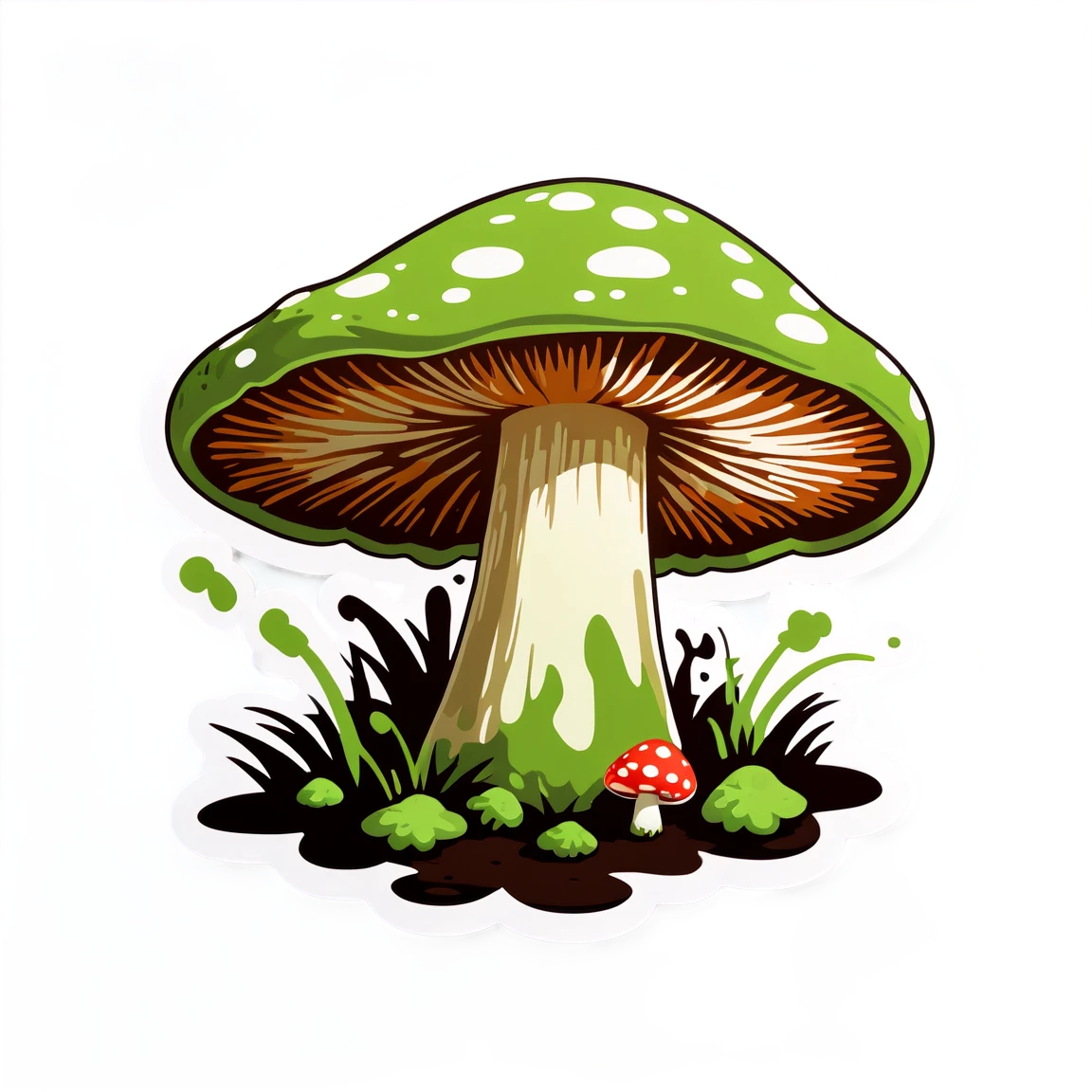 with a mossy ground mushroom stickers