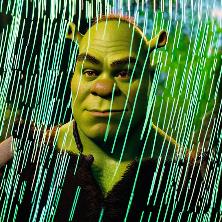front shot, actor photo of a Shrek  looks at viewer, cinematic shot