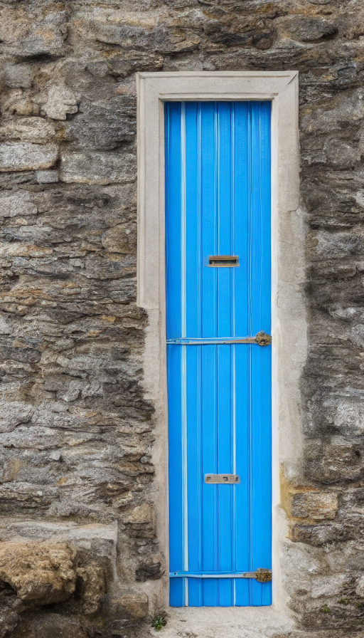 open blue door in castle