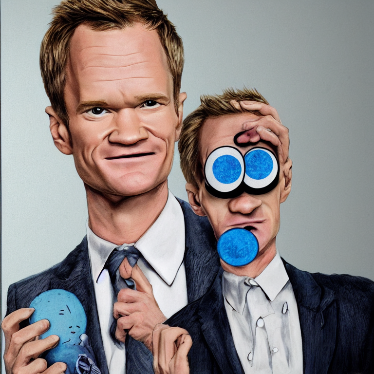 neil patrick harris with googly eyes, illustration