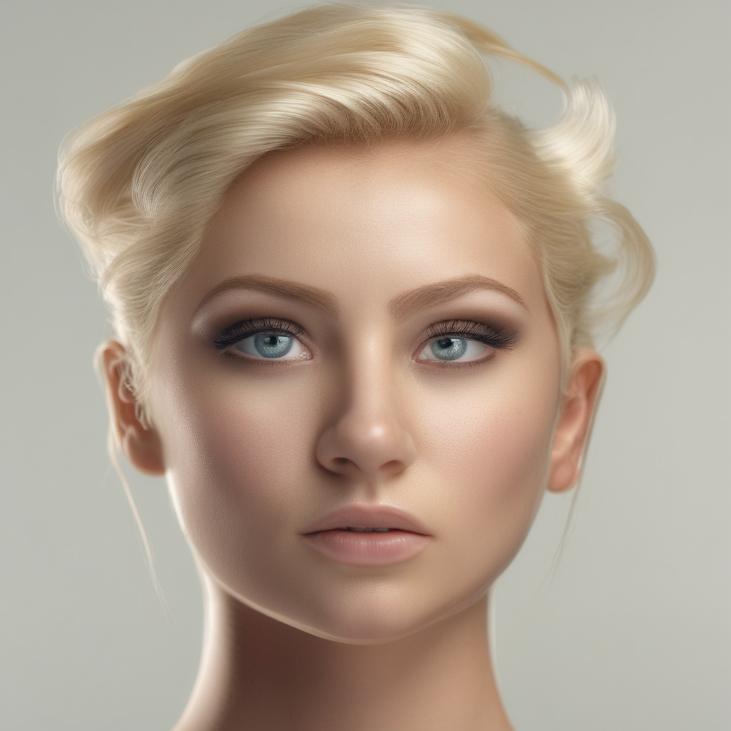 front shot, photo of blonde looks at viewer, cinematic shot