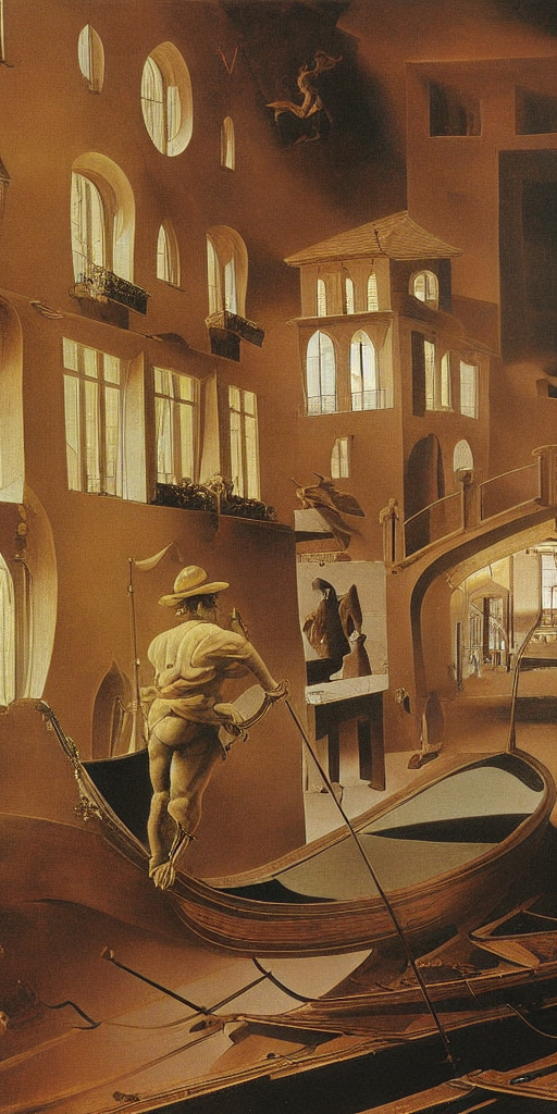 Man on Gondola  by Salvador Dali by da Vinci