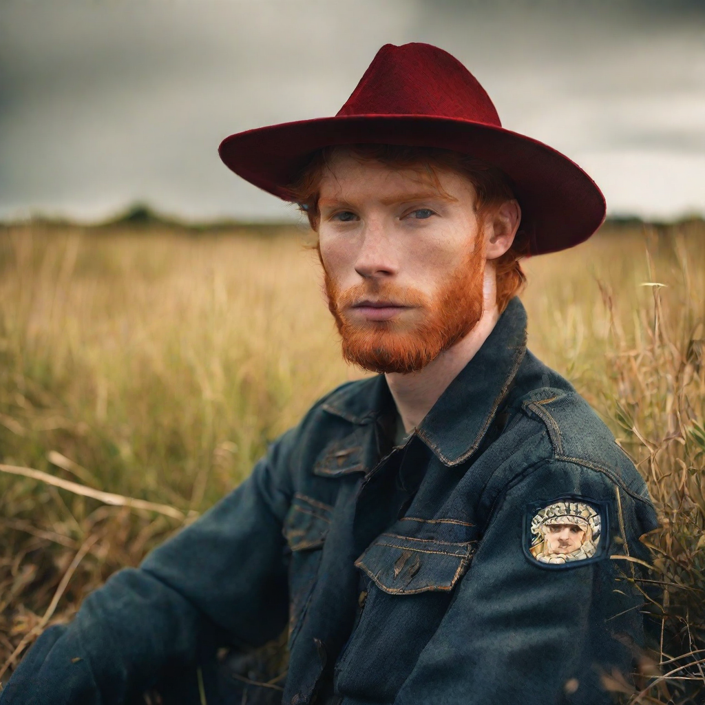 front shot, photo of red hair looks at viewer, cinematic shot