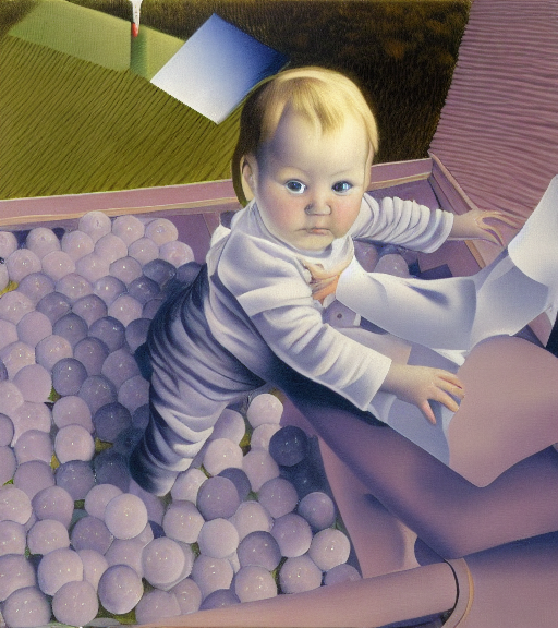 Baby girl in the clouds by Rene Magritte surrealist