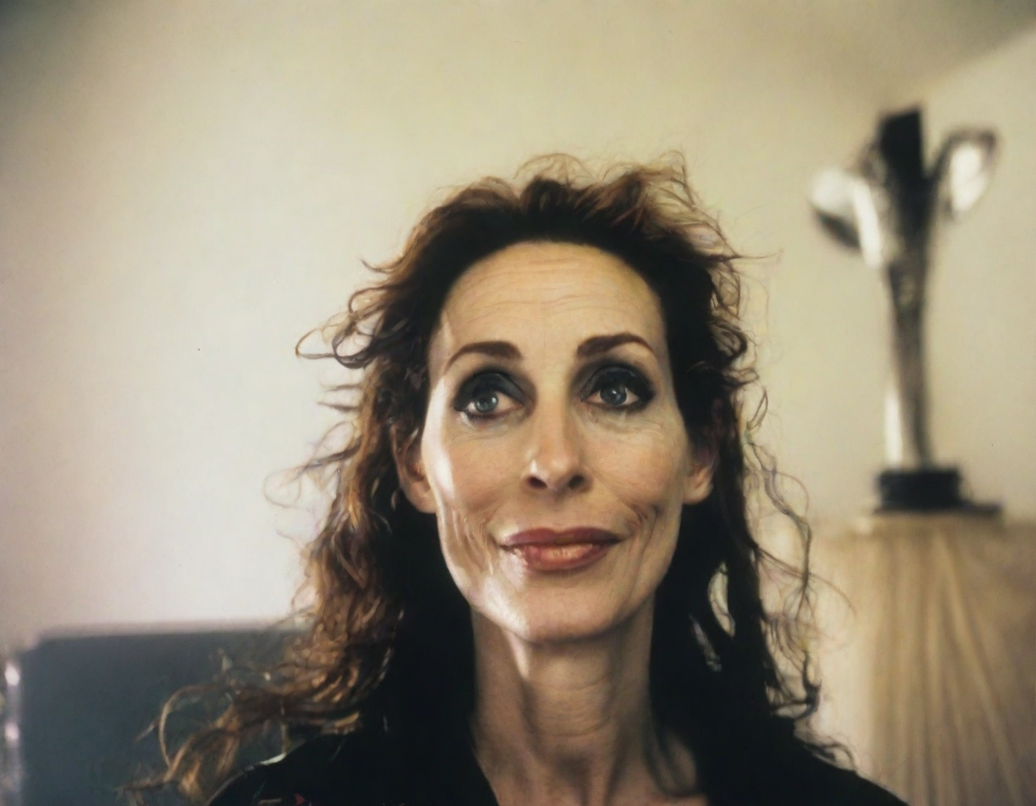 front shot, photo of tim burton julia roberts looks at viewer, cinematic shot